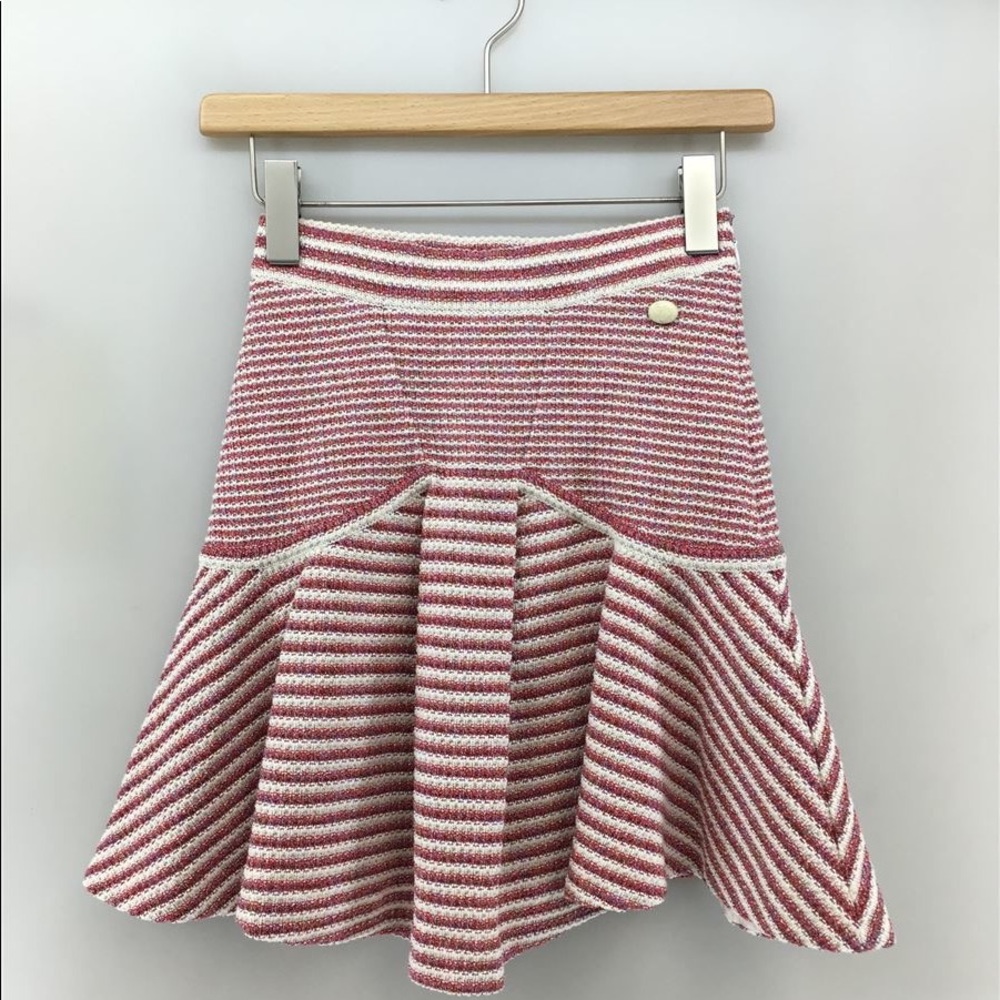 NEW Chanel Red Stripe Skirt size 42 orig. $2600